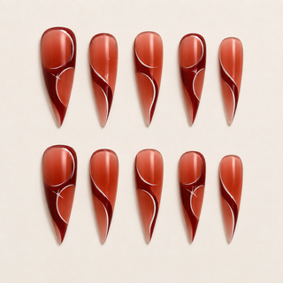 Terracotta Wave Press-On Nails - flatlay