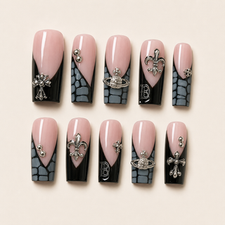 Midnight Gothic Charms Press-On Nails - flatlay