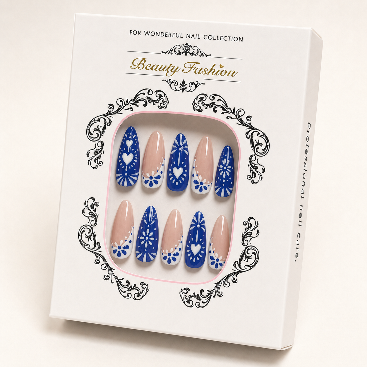 Cobalt Folk Heart Press-On Nails - packaging