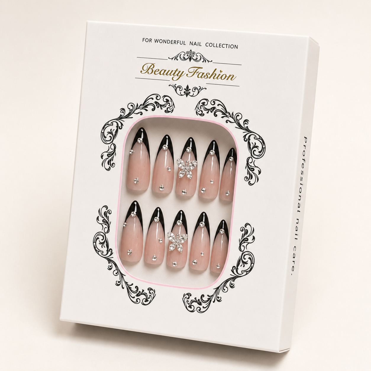 Black Bow French Press-On Nails - packaging