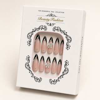 Black Bow French Press-On Nails - packaging