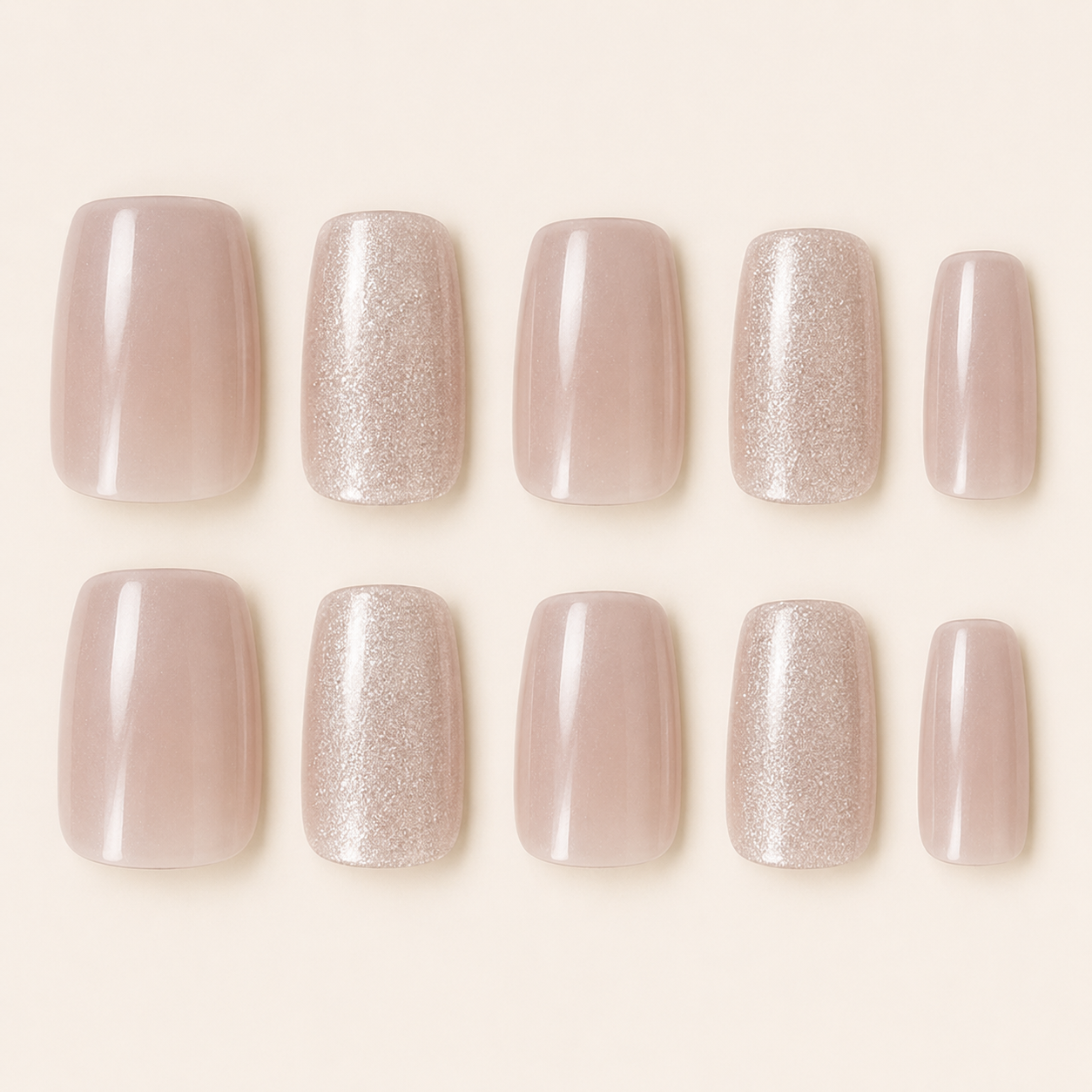 Champagne Cat-Eye Press-On Nails - flatlay