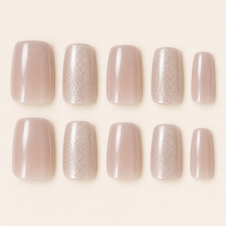 Champagne Cat-Eye Press-On Nails - flatlay