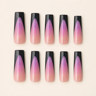 Violet Galaxy Square Press-On Nails - flatlay