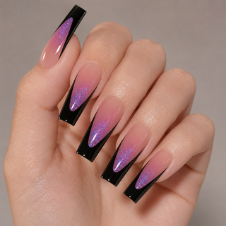 Violet Galaxy Square Press-On Nails - handshot