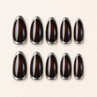 Espresso Chrome Edge Press-On Nails - flatlay