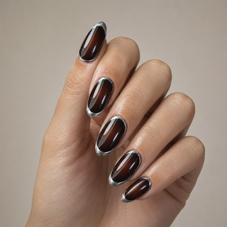 Espresso Chrome Edge Press-On Nails - handshot