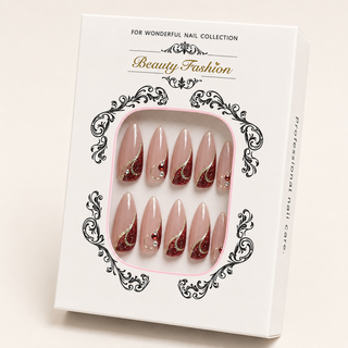 Merlot Gold Swirl Press-On Nails - packaging