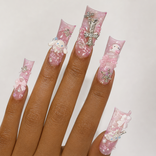 Pink Gothic Charms Press-On Nails - handshot