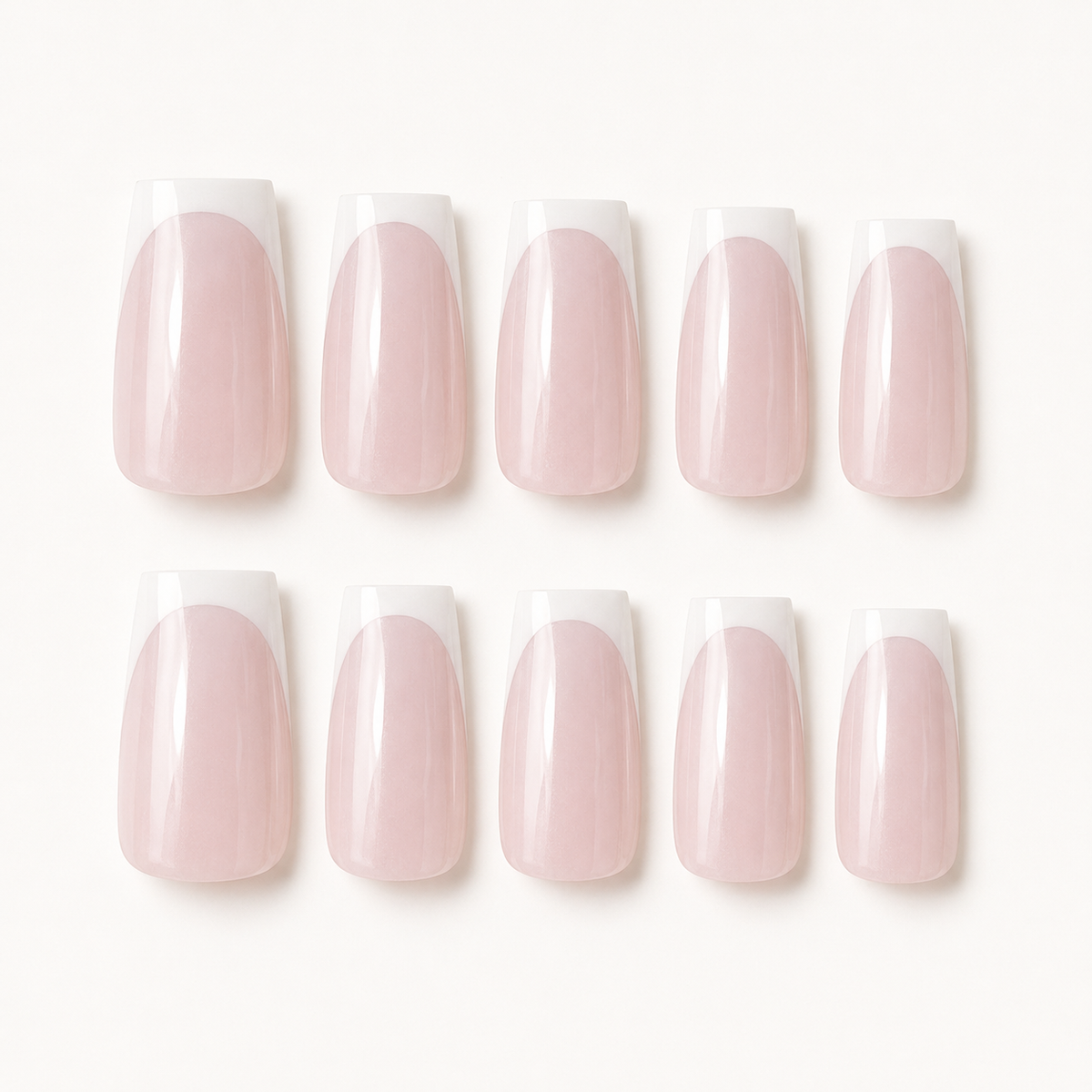 Classic Pink Square French Press-On Nails - flatlay