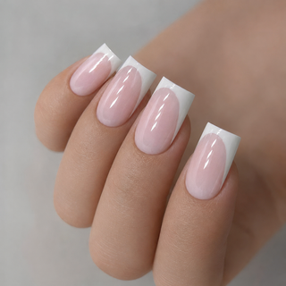 Classic Pink Square French Press-On Nails - handshot