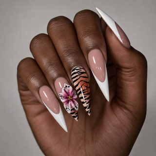Tiger Lily Stiletto Press-On Nails - handshot