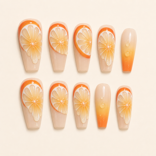 Citrus Bloom Press-On Nails - flatlay