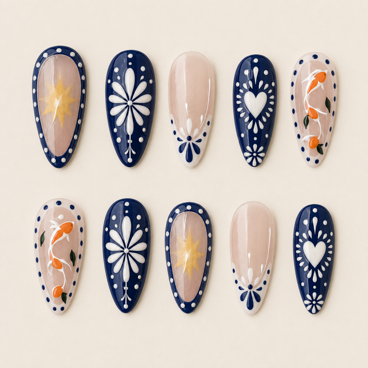 Midnight Silver Edge Press-On Nails - flatlay