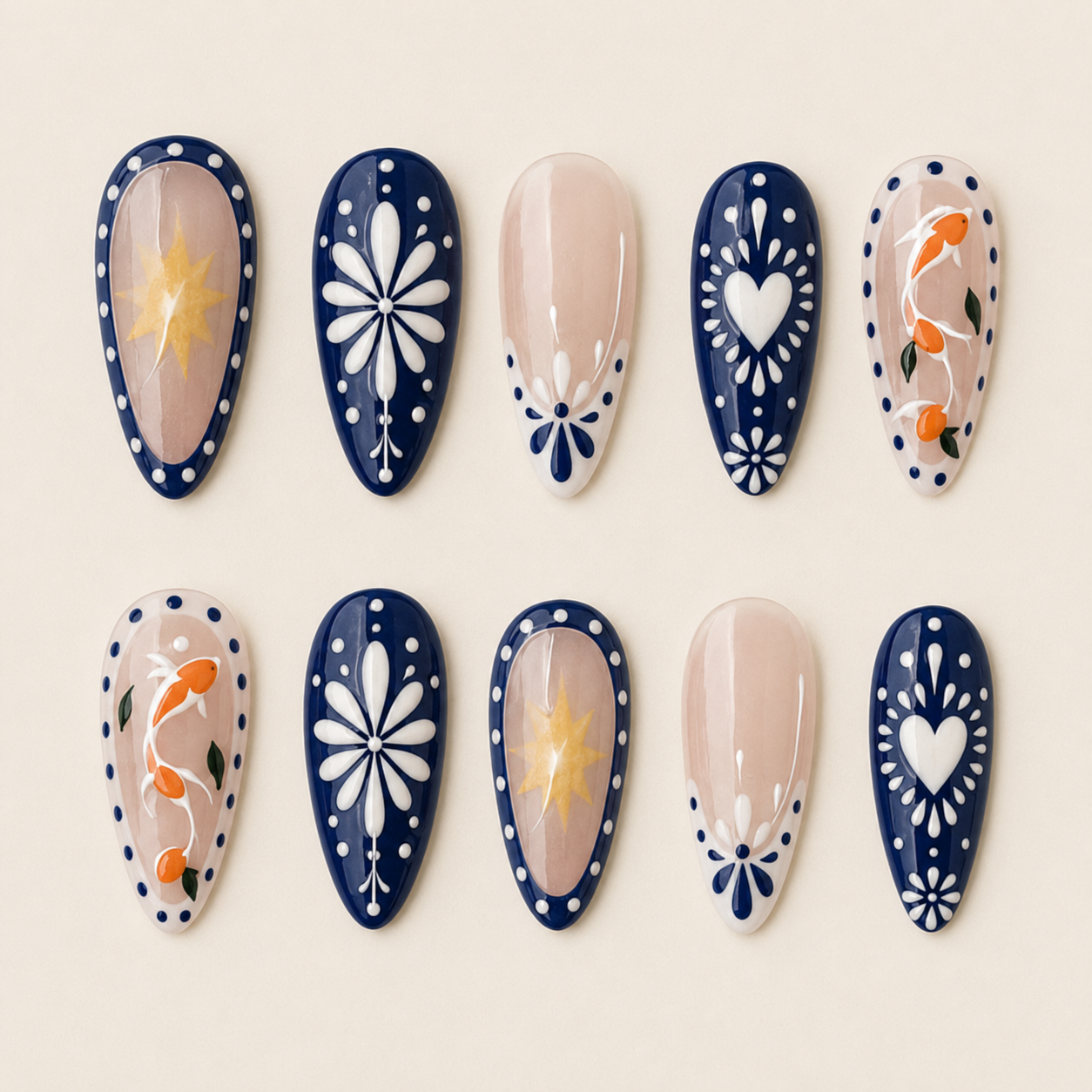 Midnight Silver Edge Press-On Nails - flatlay