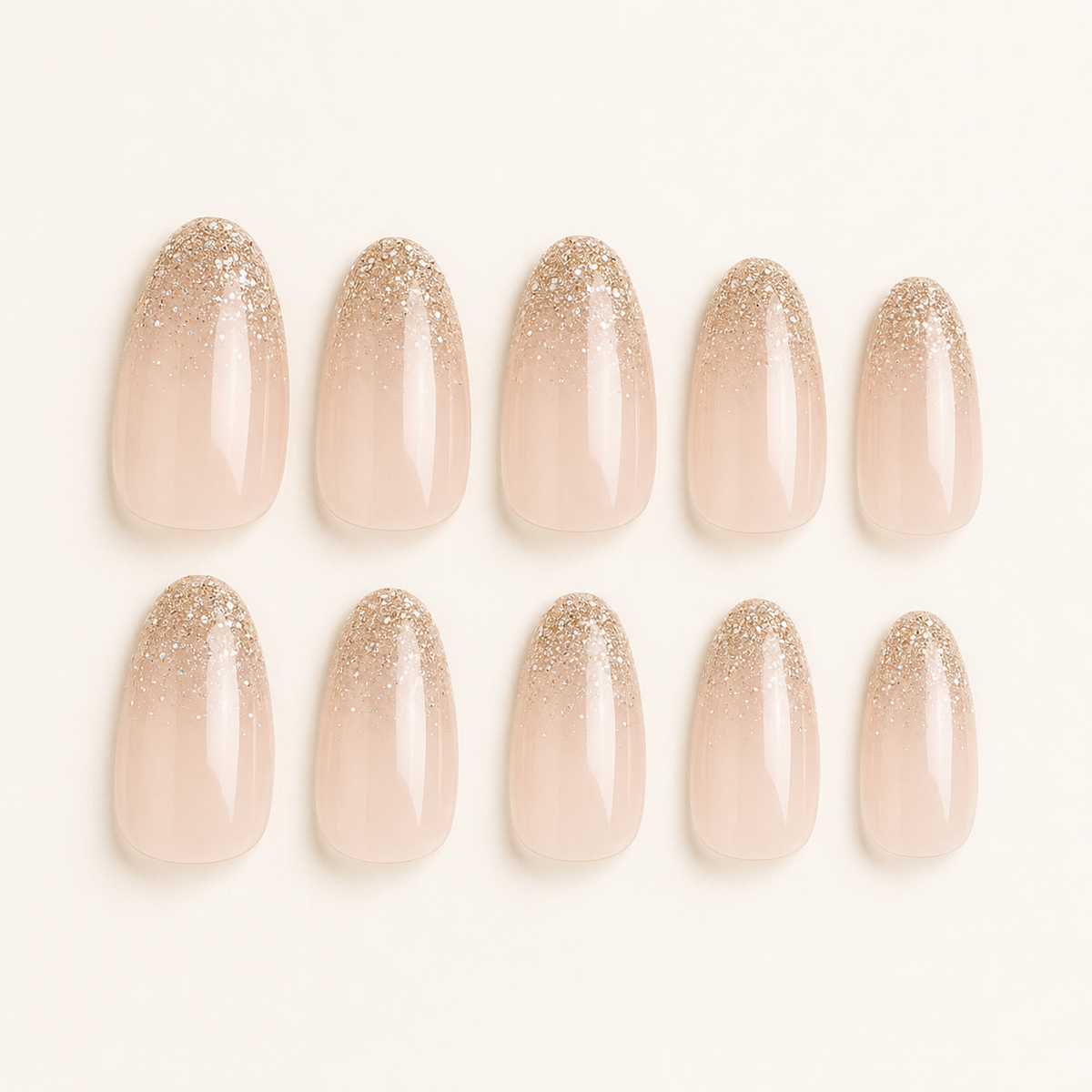 Champagne Glitter French Press-On Nails - flatlay