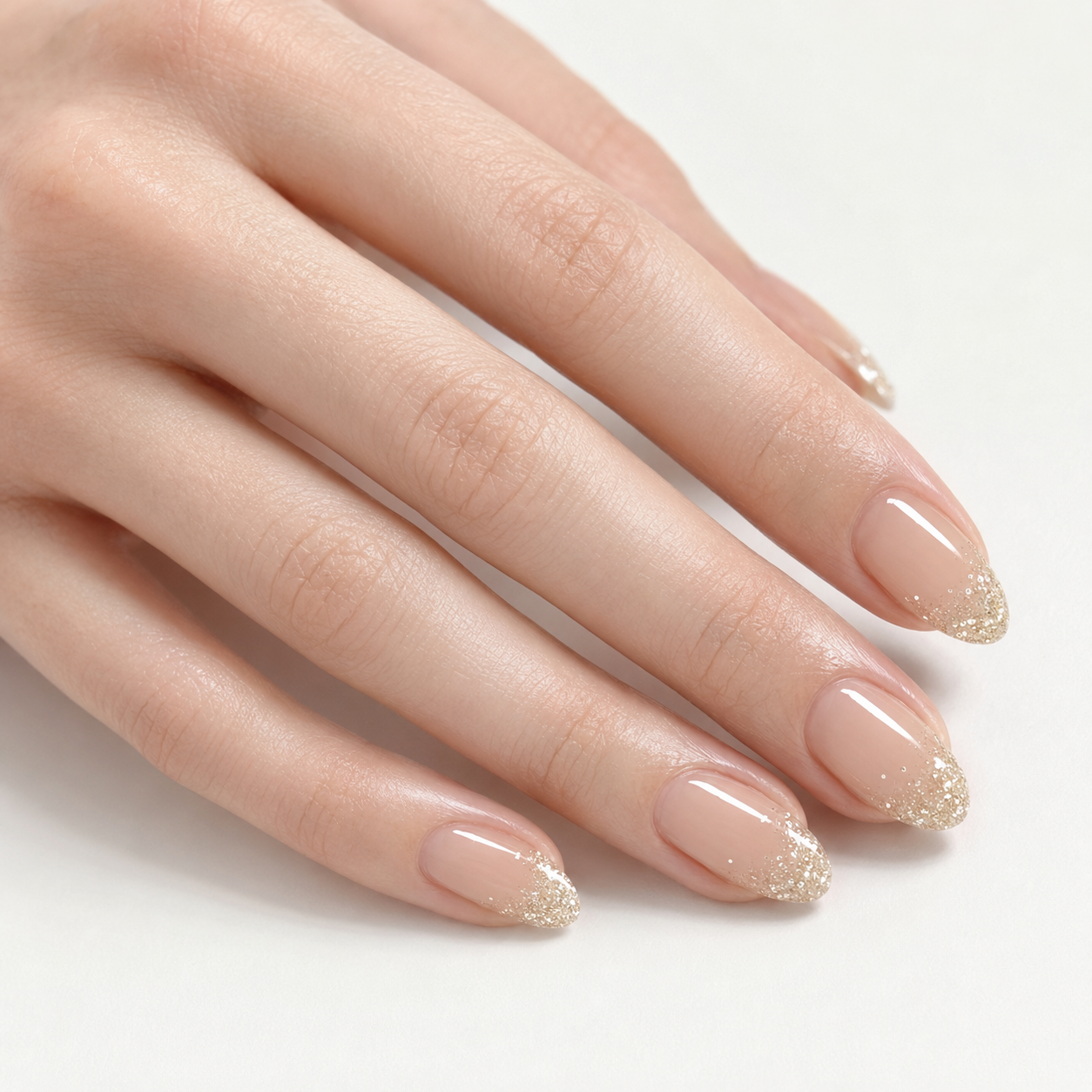 Champagne Glitter French Press-On Nails - handshot