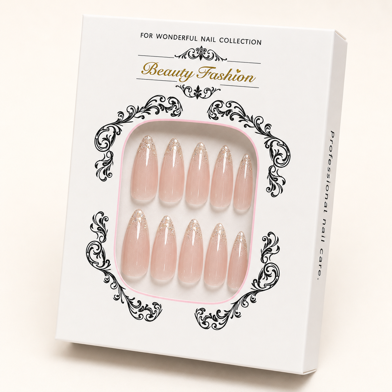 Champagne Glitter French Press-On Nails - packaging