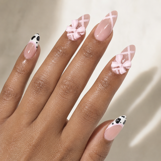 Ballet Cow Bow Press-On Nails - handshot