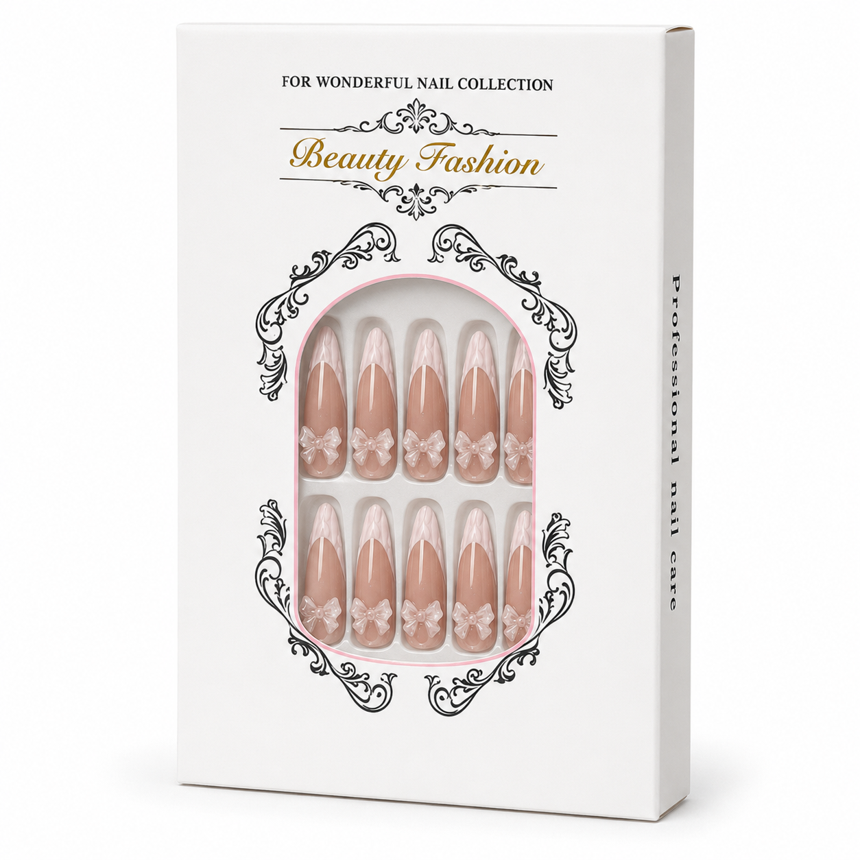 Porcelain Bow French Press-On Nails - packaging