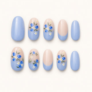 Periwinkle Wildflower Press-On Nails - flatlay