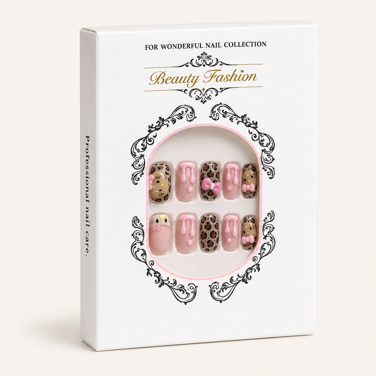Kawaii Leopard Bow Press-On Nails - packaging