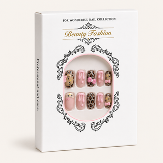 Kawaii Leopard Bow Press-On Nails - packaging