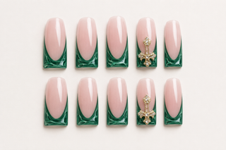 Pastel Garden Embossed Press-On Nails - flatlay