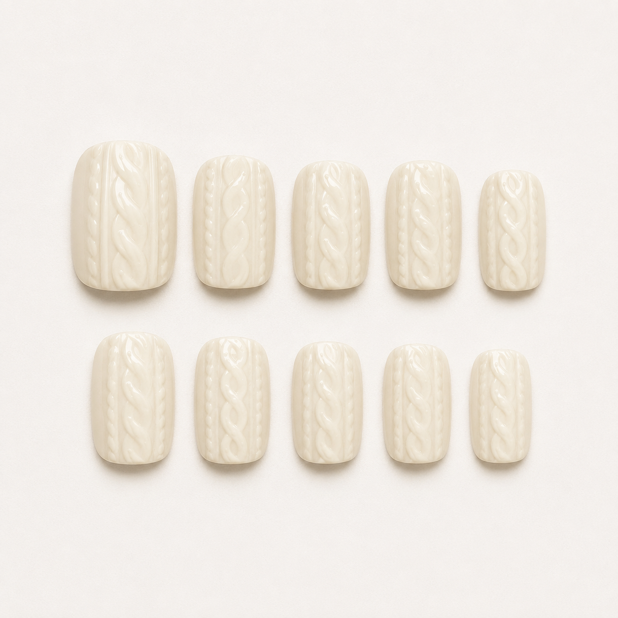 Ivory Knit Press-On Nails - flatlay