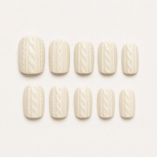 Ivory Knit Press-On Nails - flatlay