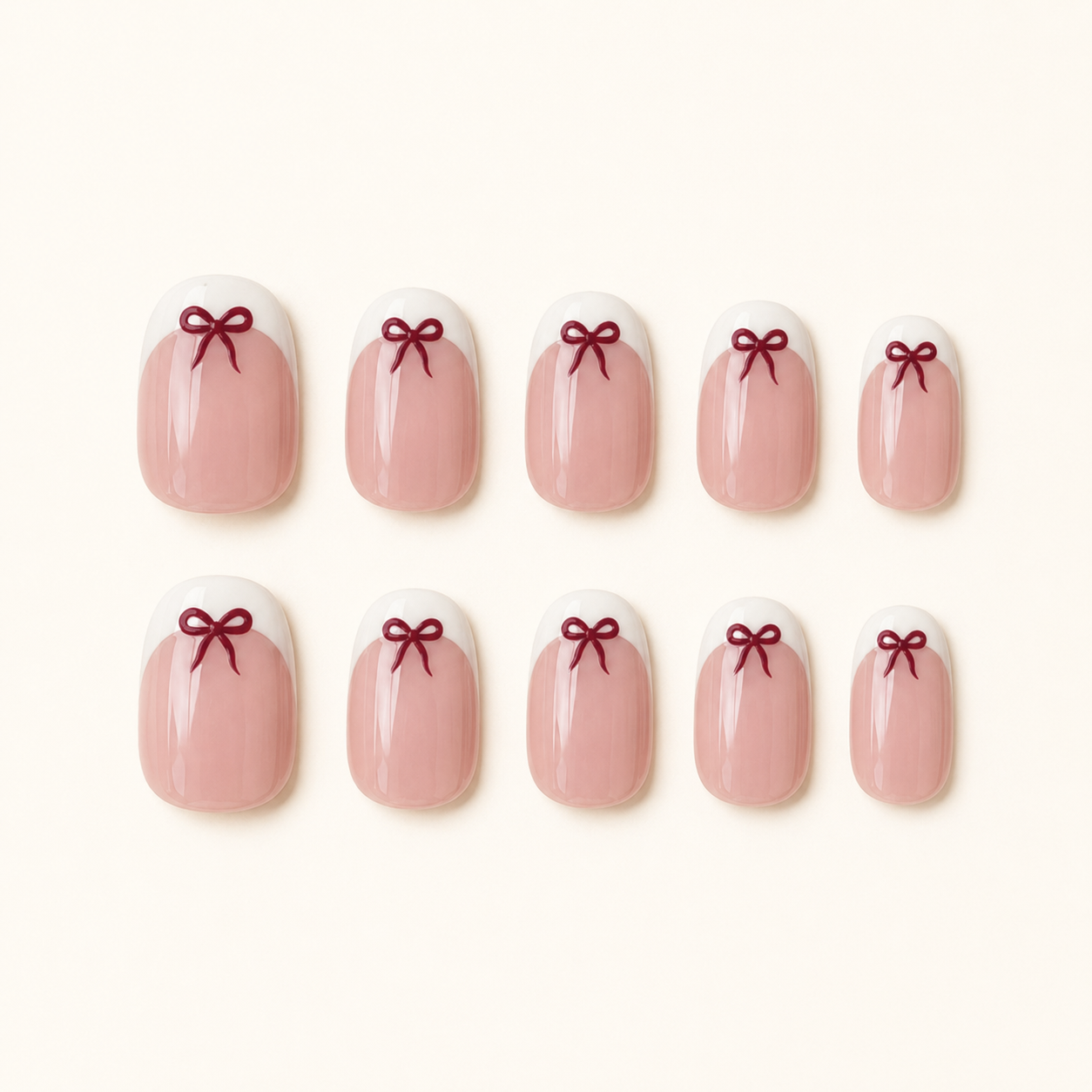 Wine Ribbon French Press-On Nails - handshot