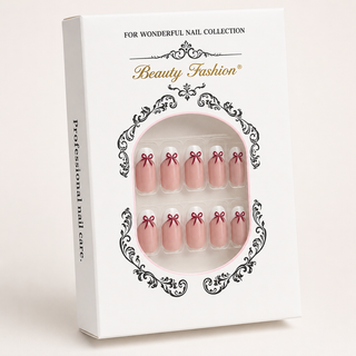 Wine Ribbon French Press-On Nails - packaging