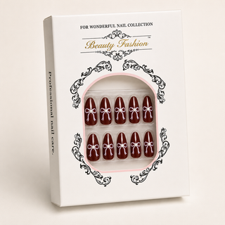 Merlot Bow Press-On Nails - packaging