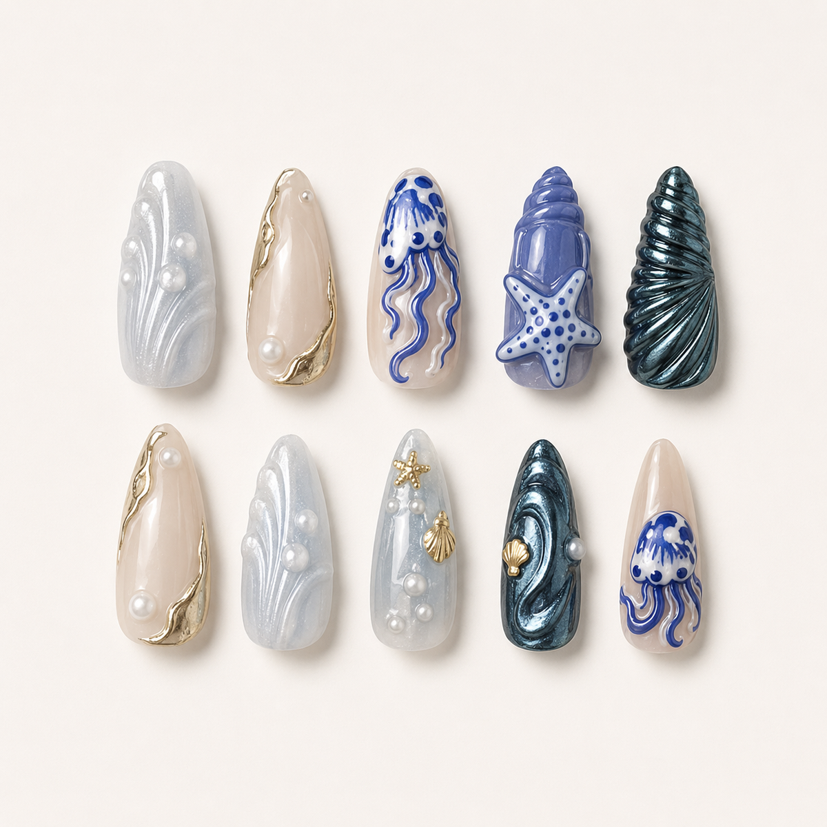 Ocean Relic Press-On Nails - flatlay