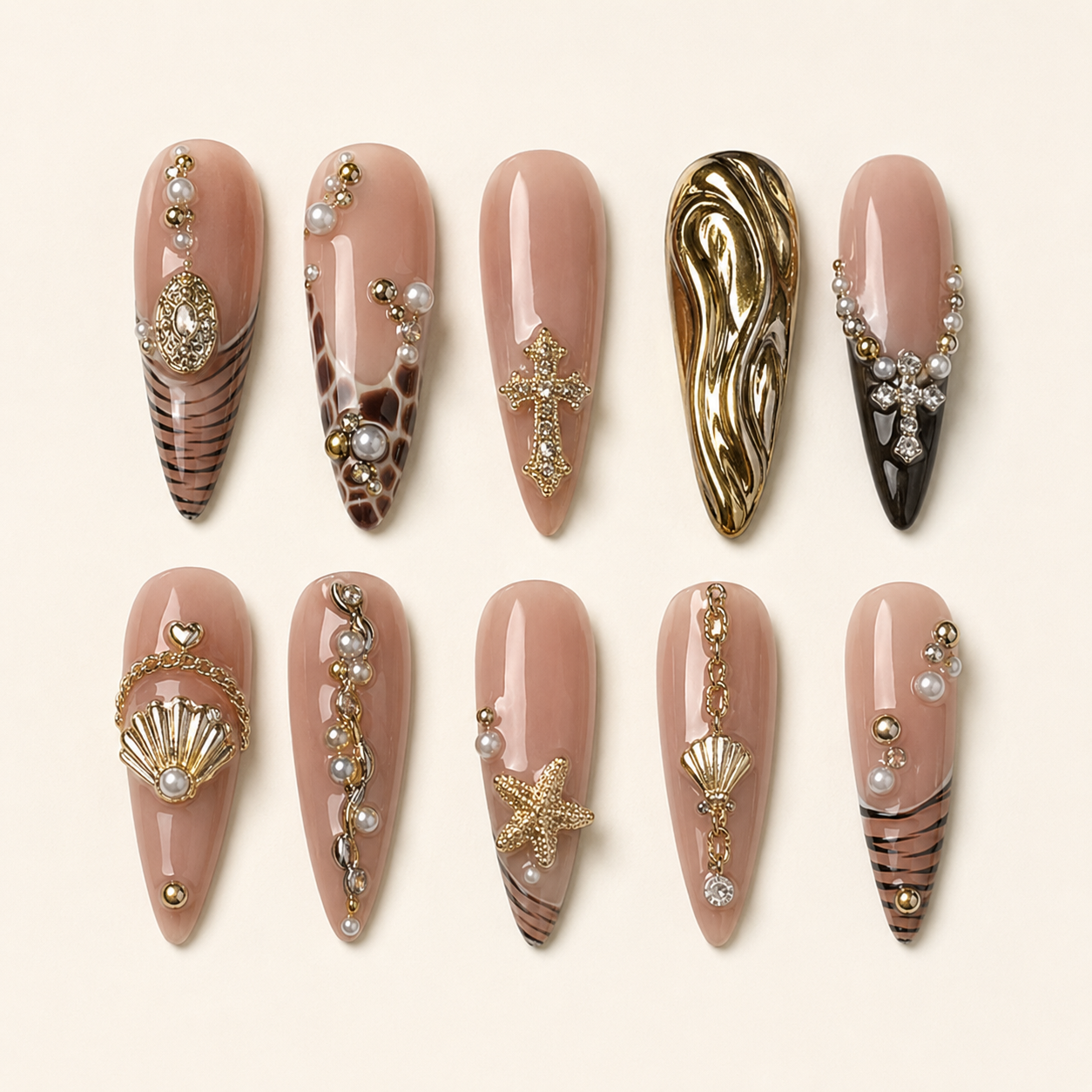 Bronze Relic Press-On Nails - flatlay