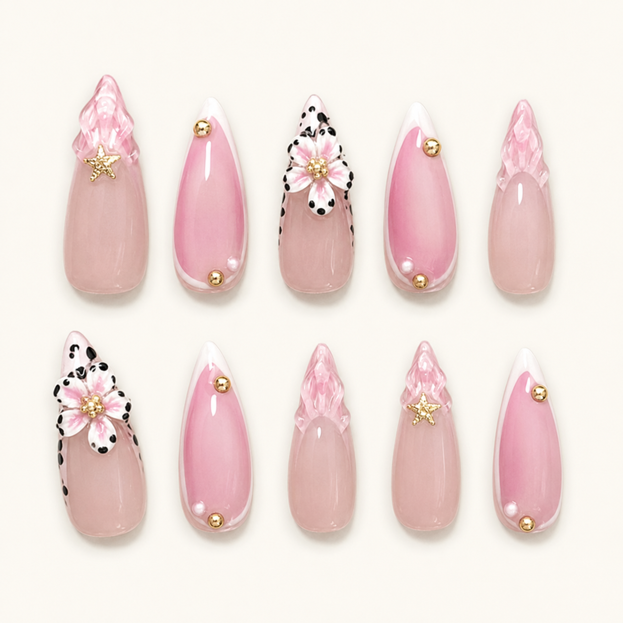 Blush Butterfly Press-On Nails - flatlay