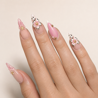 Blush Butterfly Press-On Nails - handshot
