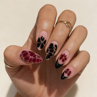 Merlot Bloom Press-On Nails - handshot