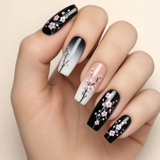 Midnight Sakura Press-On Nails - handshot