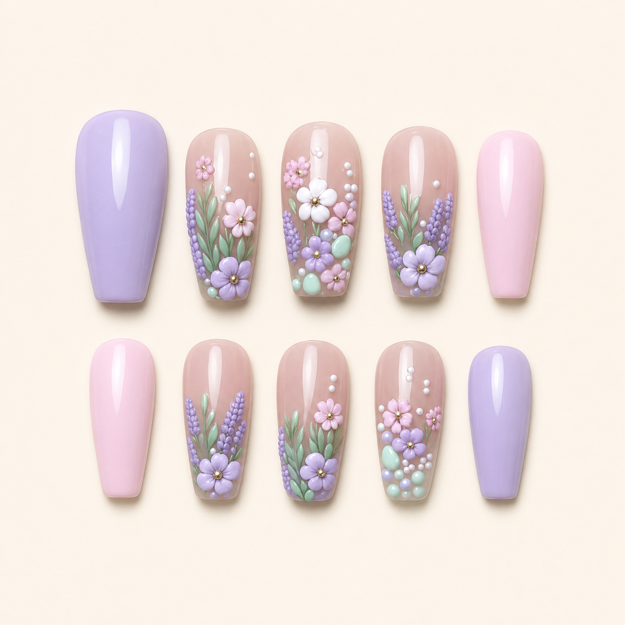 Lavender Meadow Press-On Nails - flatlay
