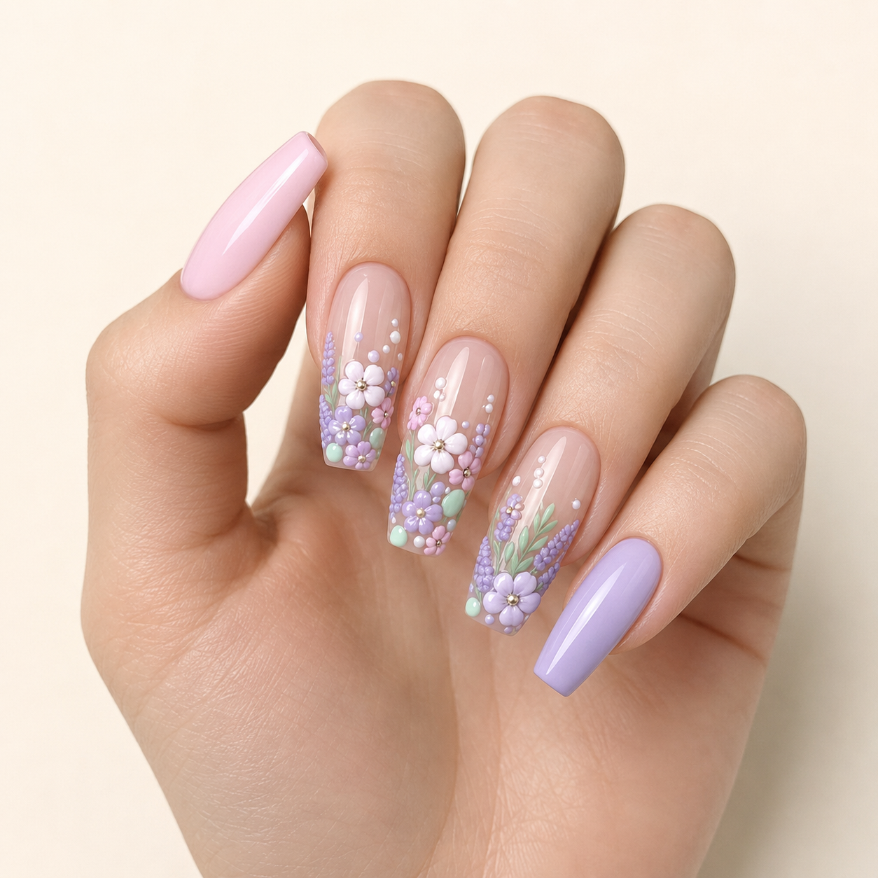 Lavender Meadow Press-On Nails - handshot