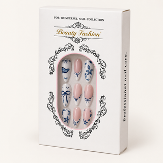 Porcelain Blue Garden Press-On Nails - packaging